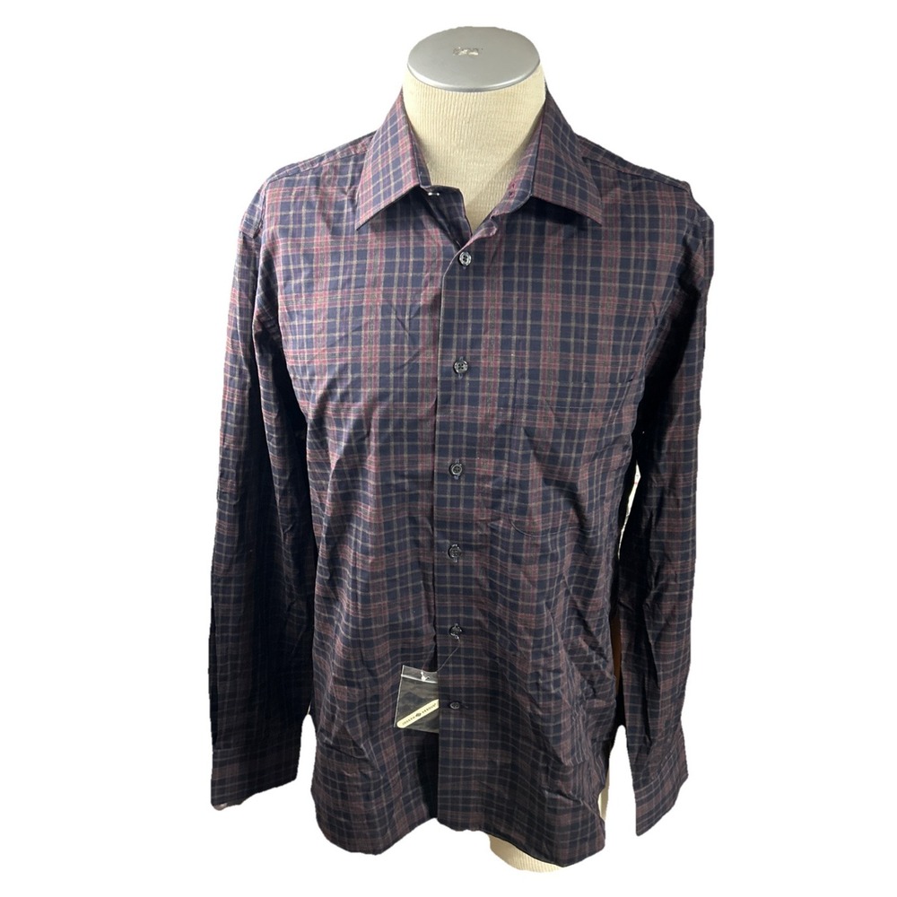 joseph abboud Mens Shirt Large Long Sleeves Button No Iron Plaid